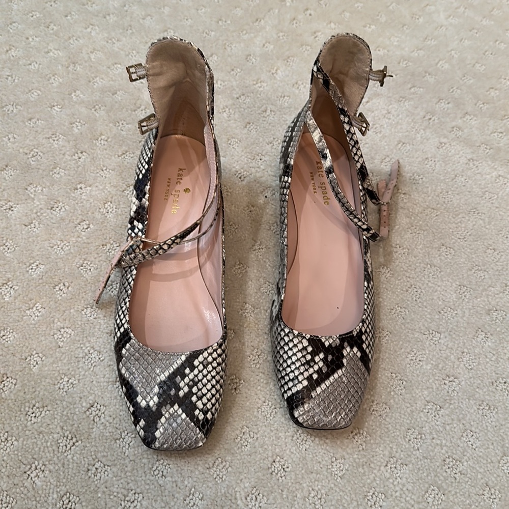 Kate Spade Gold Glitter Python Kitten Heel - image 2